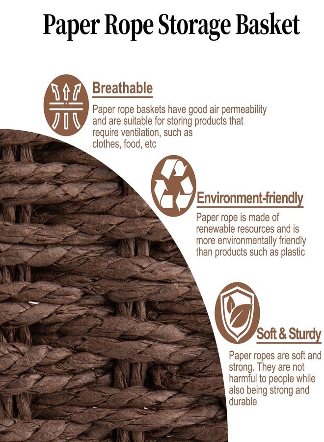 OIAHOMY Toilet Paper Baskets Handmade Paper Rope Decorative Wicker Storage Tank Shelf Cabinet Organizer for Bathroom Home, Set of 2, Brown - Image 4