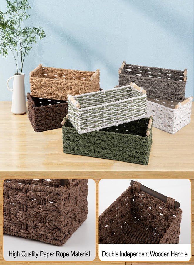 OIAHOMY Toilet Paper Baskets Handmade Paper Rope Decorative Wicker Storage Tank Shelf Cabinet Organizer for Bathroom Home, Set of 2, Brown - Image 5