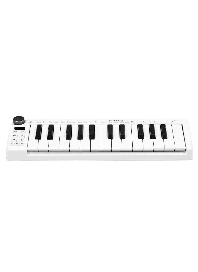 SMK-25mini MIDI Keyboard Rechargeable 25-Key MIDI Control Keyboard Mini Portable USB Keyboard MIDI Controller with 25 Velocity Sensitive Keys 1 Knob