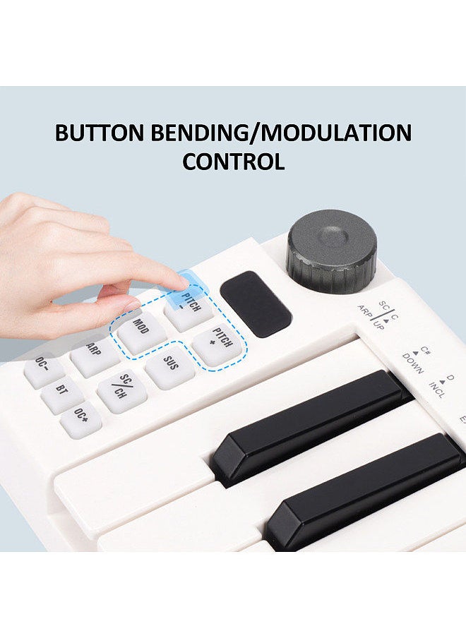 SMK-25mini MIDI Keyboard Rechargeable 25-Key MIDI Control Keyboard Mini Portable USB Keyboard MIDI Controller with 25 Velocity Sensitive Keys 1 Knob