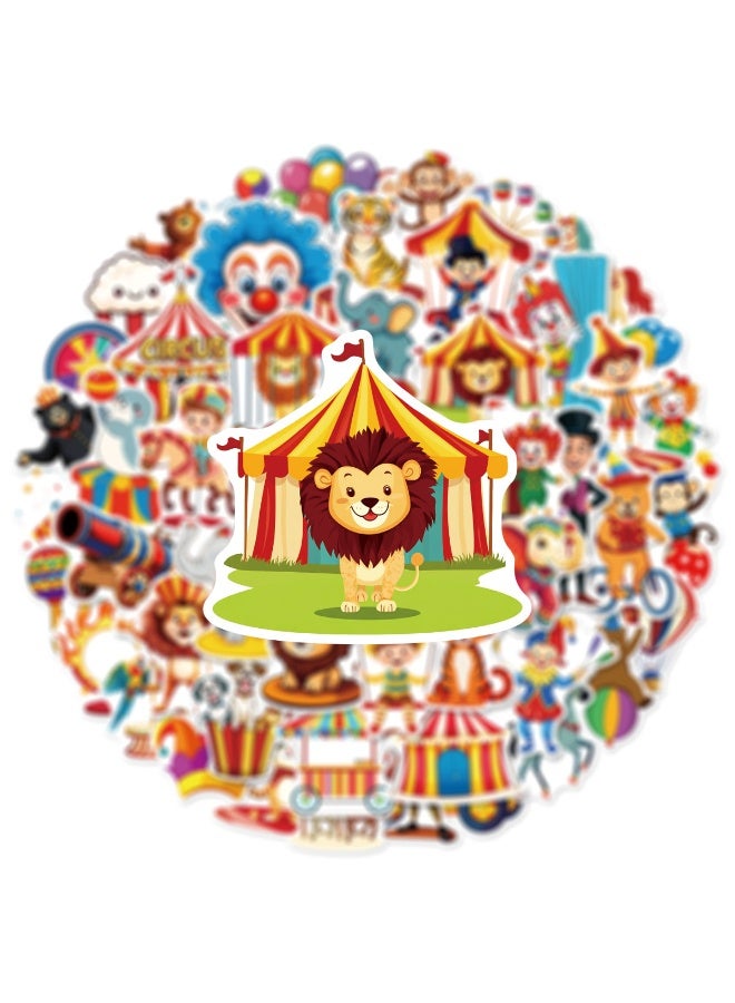 قوس قزح أورينبو 50 قطعة من ملصقات هدايا حفلات السيرك وملصقات الكرنفال وملصقات المهرج الحيواني وهدايا حفلات بطابع الكرنفال وموضوع السيرك لديكور حفلات أعياد الميلاد وحفلات استقبال المولود - Image 4