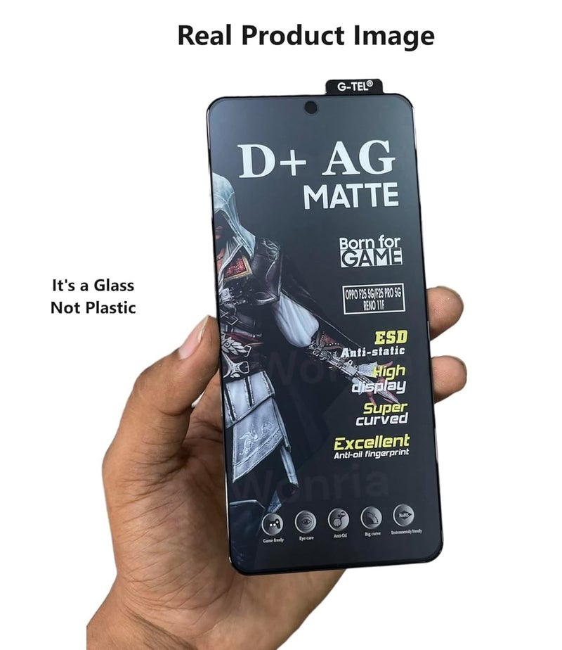 WonRia Matte Screen Guard Protector for Oppo F25 Pro (5G) Matte Tempered Glass Edge to Edge [Anti-FingerPrint | Anti-Glare | Shinning Border] - Installation Kit - Image 2