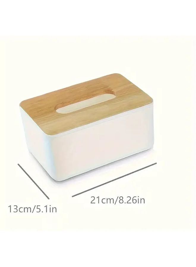 White Modern Bathroom Tissue Box Holder Minimalist Space Saving Vanity Countertop - Image 4