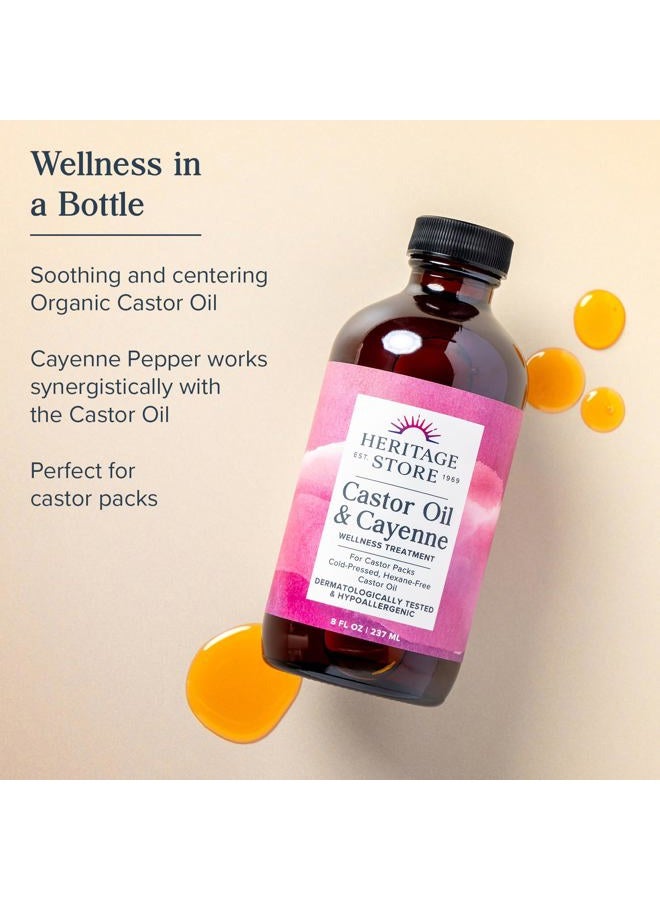 Heritage Store Castor Oil & Cayenne - Cold Pressed Organic Castor Oil Pack Wrap - Heat Compress for Abdomen, Joints, Overall Wellness - with Cayenne Pepper - Hypoallergenic, Vegan, Cruelty Free, 8oz - Image 2
