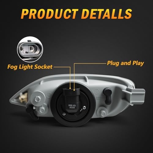 OKSIWA Halogen Fog Lights for 2002-2004 Toyota Camry,2005-2008 Corolla,2002-2003 Solara,1 Pair Front Driving Fog Lamps Kits with Wiring Harness Switch,Clear Lens - Image 3