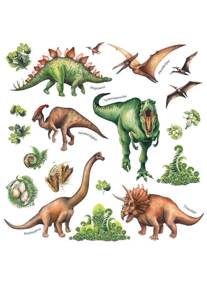 DECOWALL DS-8034 Watercolour Dinosaur Kids Wall Stickers Wall Decals Peel and Stick Removable Wall Stickers for Kids Nursery Bedroom Living Room (Small) d?cor - Image 1