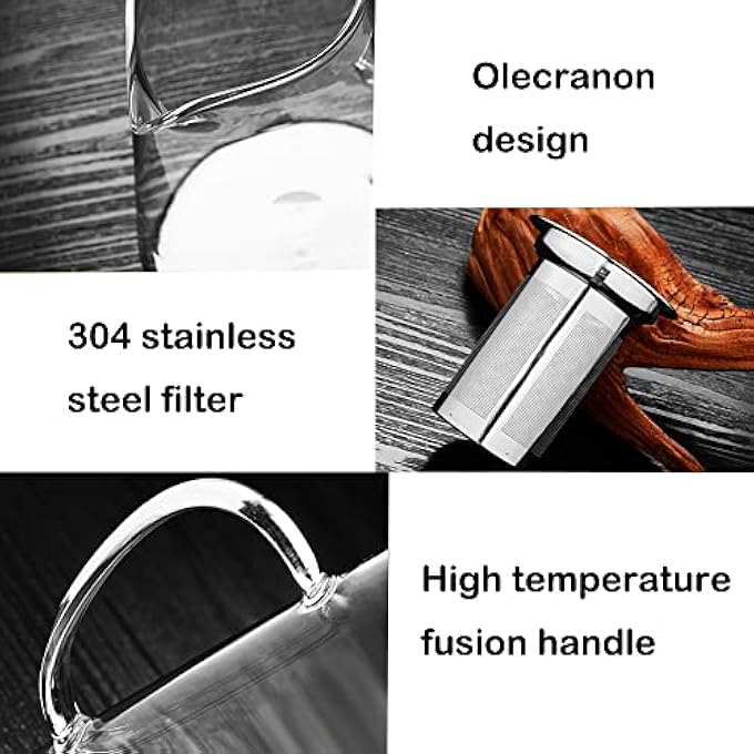 Q+A Glass Teapot Heat Resistant Glass Tea Pot With Removable Stainless Steel Strainer Borosilicate Glass Kettle Stovetop Safe For Office Home Clear750Ml - Image 5
