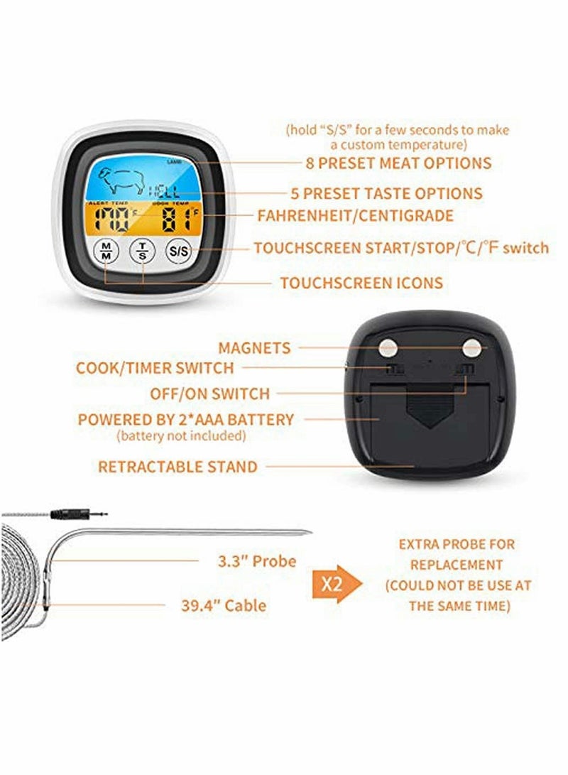 KASTWAVE Meat Thermometer Digital Instant Read Food Thermometer - Grill BBQ Kitchen Oven Candy Thermometer for Cooking Grilling Touch Screen LCD Display - Image 5