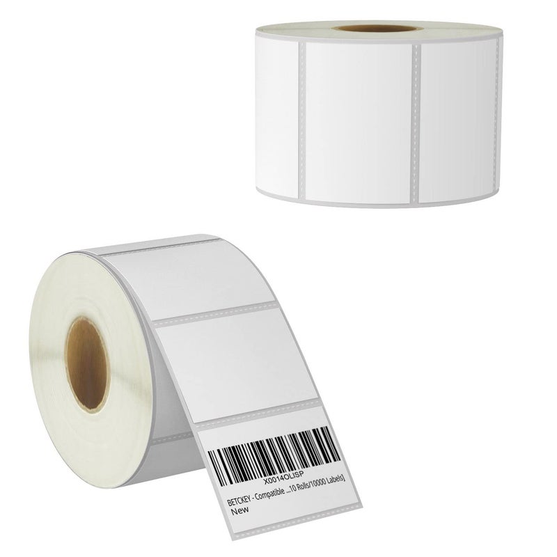 BETCKEY 3 x 2 76 mm x 51 mm Multipurpose Shipping Labels Compatible with Zebra Rollo Label PrinterPremium Adhesive Perforated 2 Rolls 1500 Labels