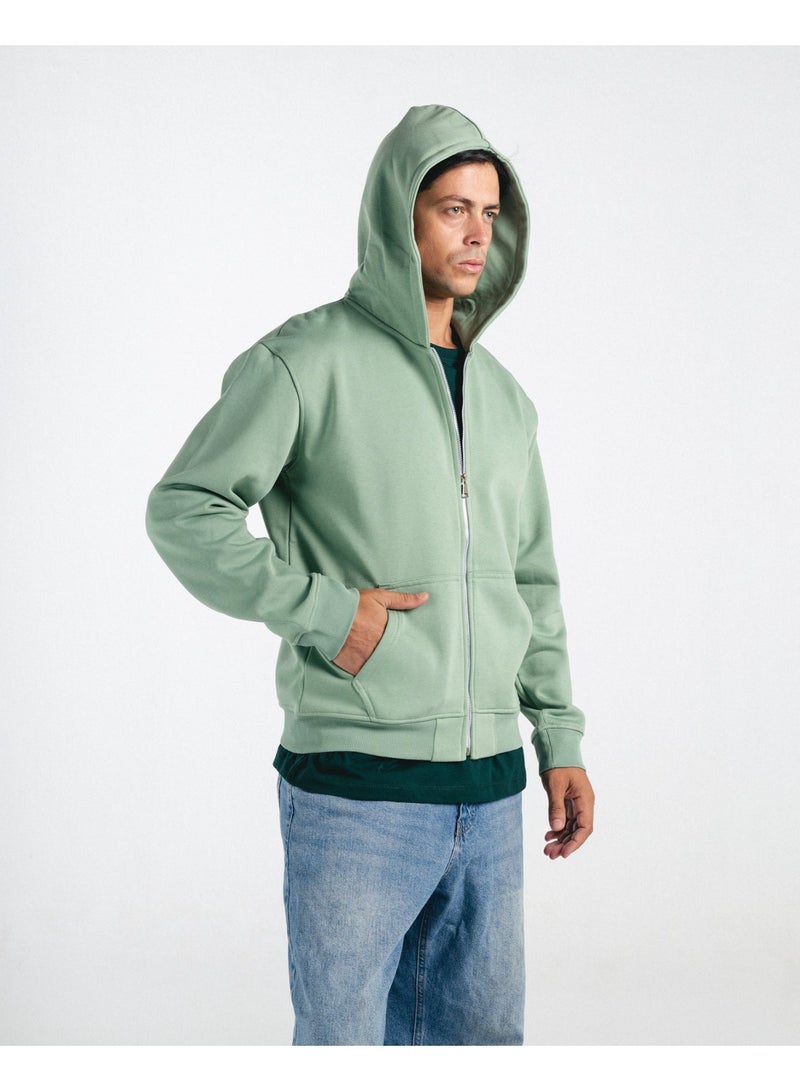 Feathers Oversized Men’s 100% Cotton Heavyweight Zip-Up Hoodie for Winter - Image 2