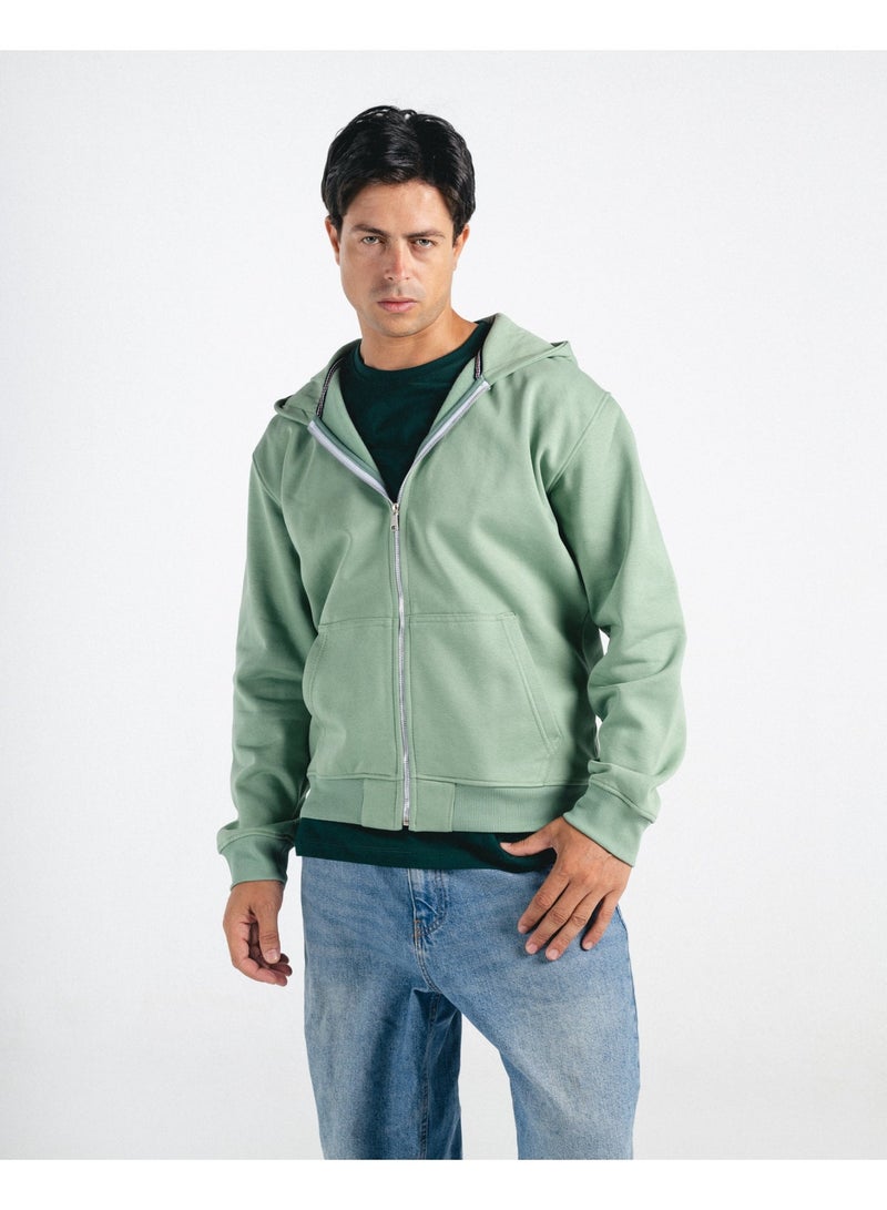 Feathers Oversized Men’s 100% Cotton Heavyweight Zip-Up Hoodie for Winter - Image 3