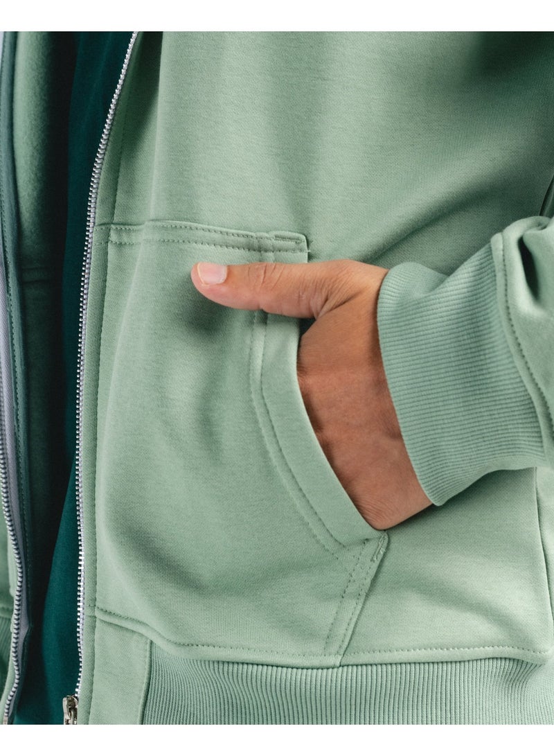 Feathers Oversized Men’s 100% Cotton Heavyweight Zip-Up Hoodie for Winter - Image 4