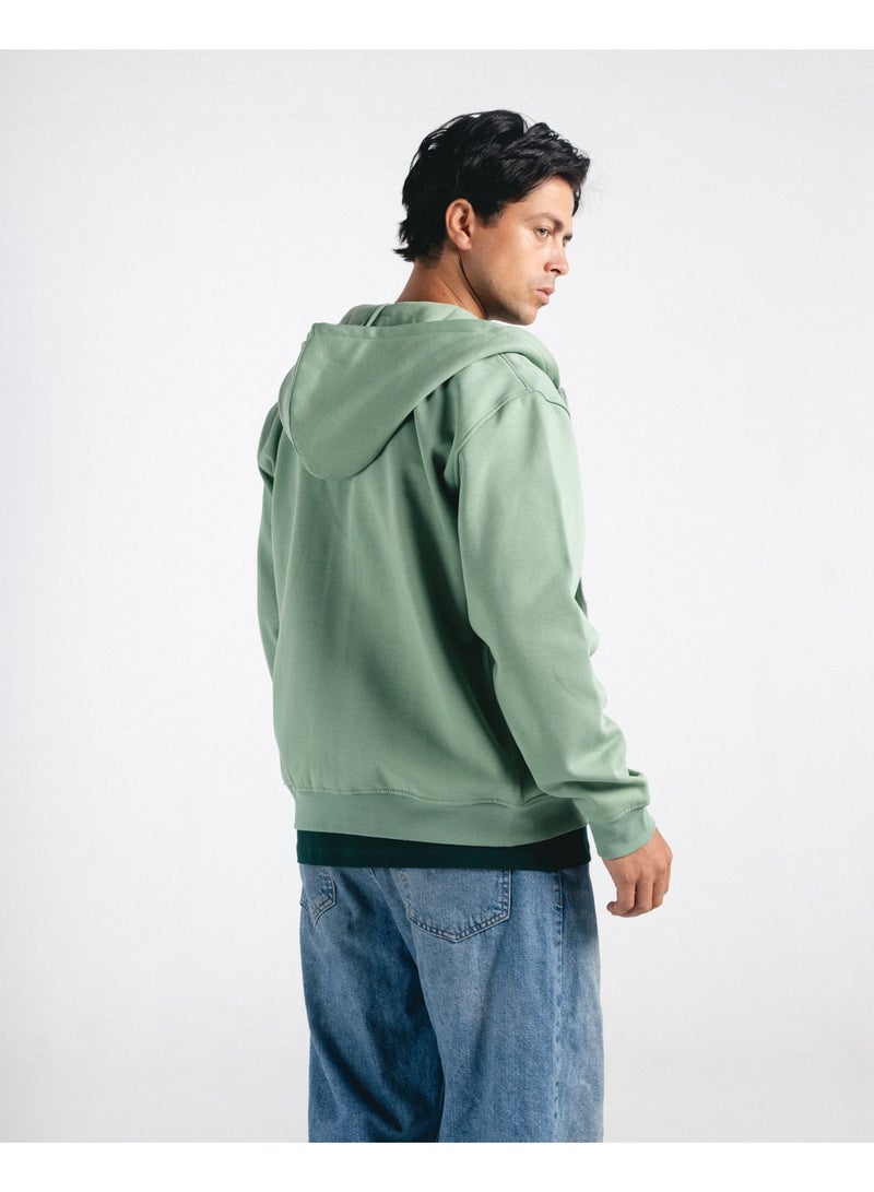 Feathers Oversized Men’s 100% Cotton Heavyweight Zip-Up Hoodie for Winter - Image 5