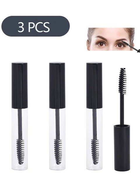 3-Piece 10 ml Empty Mascara Tube with Eyelash Wand, Eyelash Cream Container Bottle for Travel Outgoing