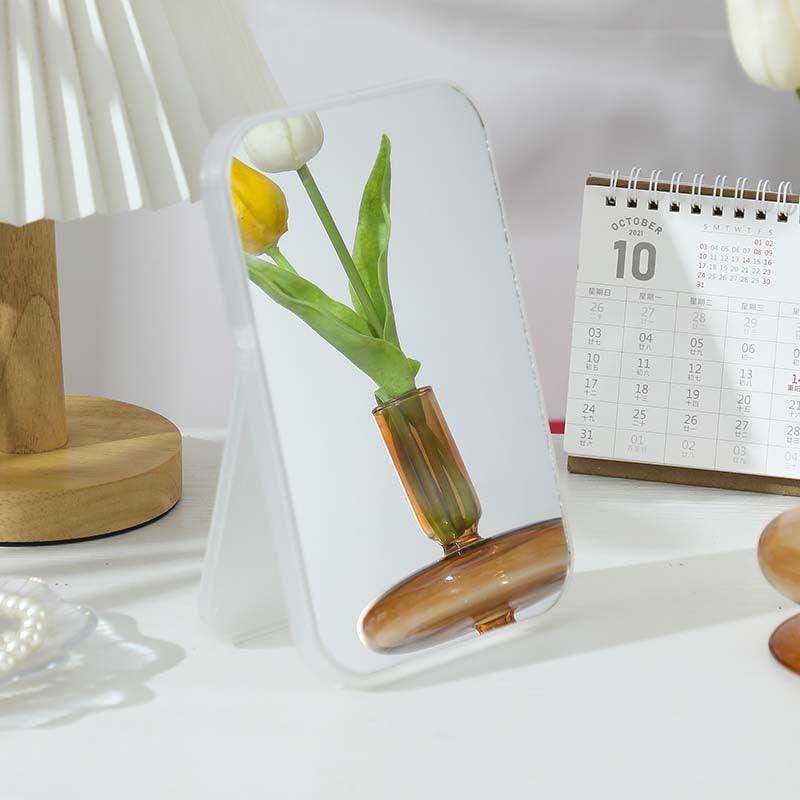 Hd Folding Makeup Mirror Portable Desktop Dressing Mirror Square Dormitory Students Desktop Small Mirror - Image 3