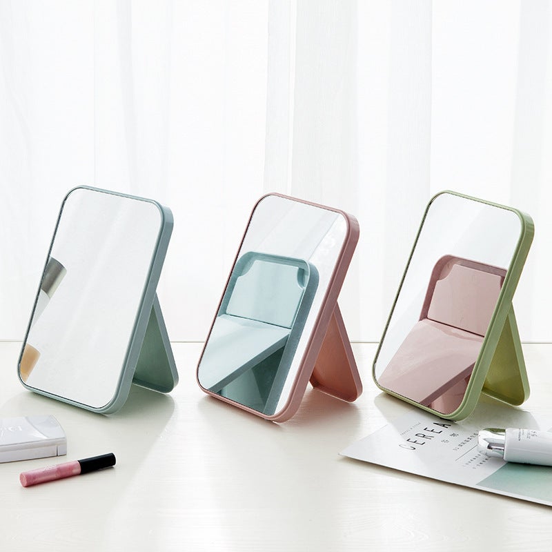 Hd Folding Makeup Mirror Portable Desktop Dressing Mirror Square Dormitory Students Desktop Small Mirror - Image 1