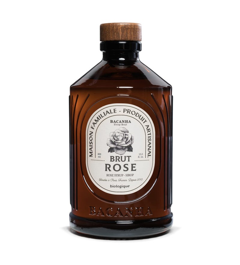 BACANHA - Organic and Raw Syrup - Rose Syrup - For Cocktail, Water, Coffee, Lemonade and Iced Tea - 400 ml - Image 1