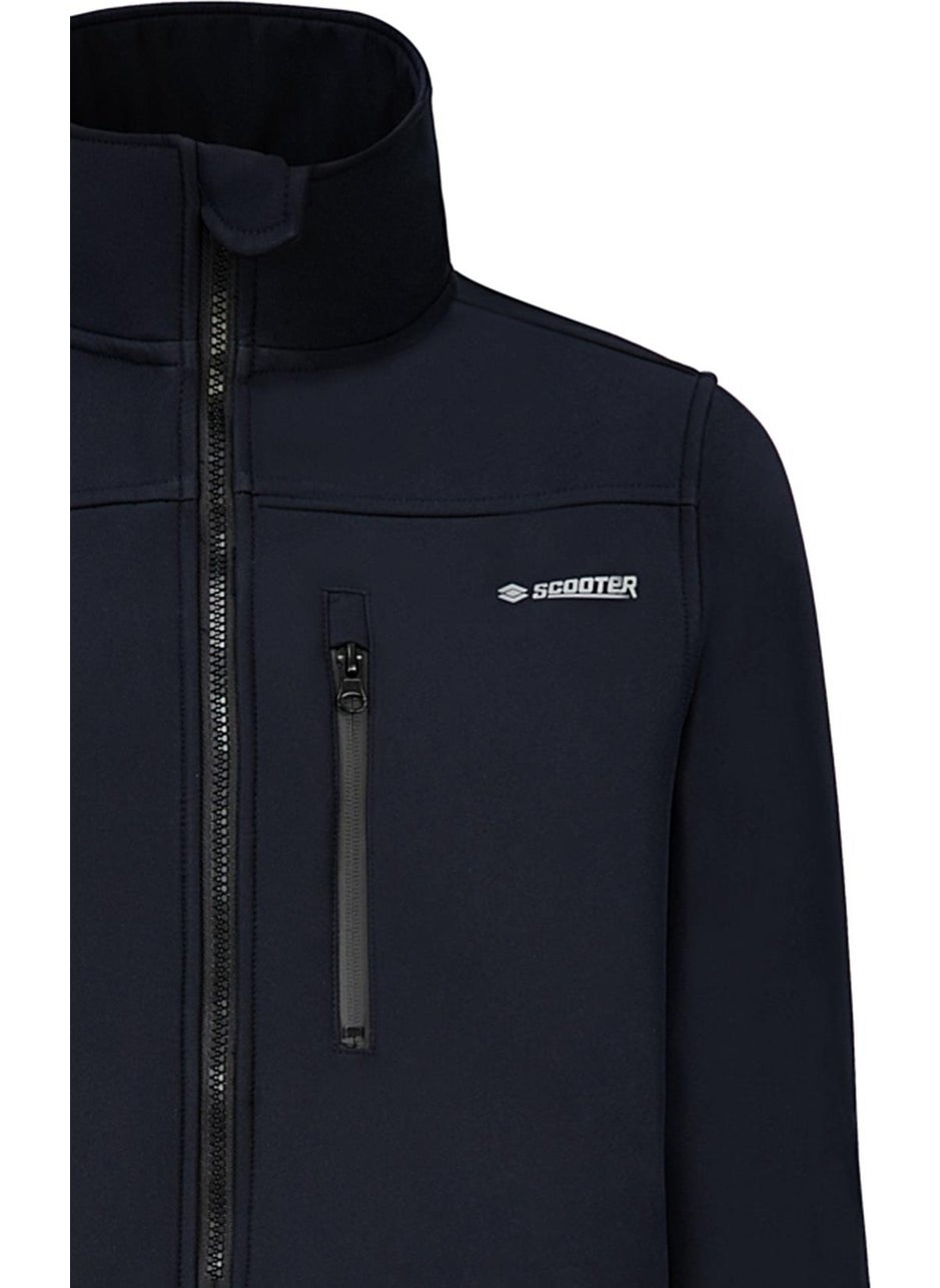 Scooter  Softshell Collared Coat Navy Blue Men's Coat M1802TL  - Image 3