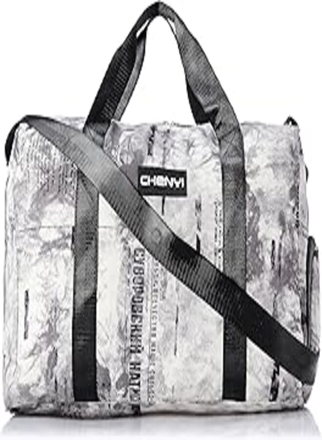 OX Polyester Grey*White Duffle Bag OX-28 For Unisex, Size 40D*30W*15H