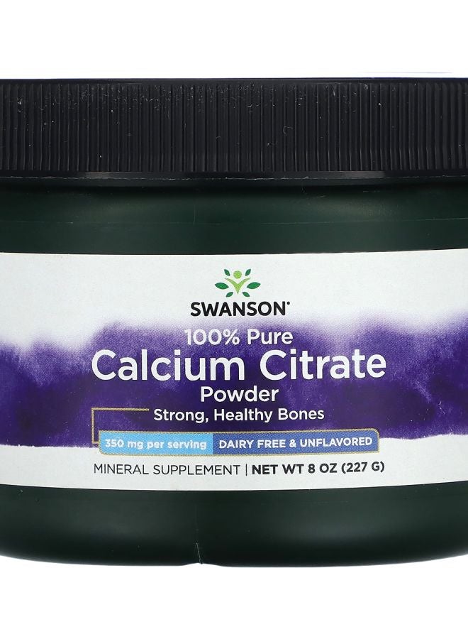 100% Pure Calcium Citrate Powder Unflavored 350 mg 8 oz (227 g)