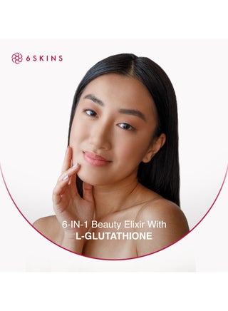 6SKINS 6in1 Beauty Elixir with L-Glutathione 510mg, NAC 102mg & Hyaluronic Acid 150mg Glutathione Supplement with 4x Absorption - Immune & Liver Support, Powerful Antioxidant for Skin - 60 Capsules