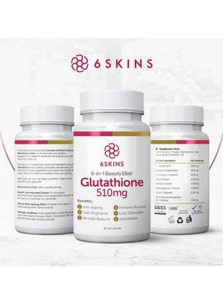 6skins glutathione Beauty in a Bottle! ✨, Meet the 6Skins 6-in-1 Beauty Elixir – packed with  Glutathione for brighter, even-toned skin from within. This powerhouse  supplement supports immunity, detoxifies the liver, and