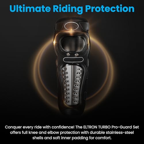 ELTRON Turbo Motorcycle Imported Carbon Steel Quality Breathable Adjustable Elbow & Knee Guard Pads Brace Attractive PROTACTIVE Bikers and Riders Motorcycle Knee and Elbow Protector Free Size (Black) - Image 2