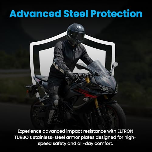 ELTRON Turbo Motorcycle Imported Carbon Steel Quality Breathable Adjustable Elbow & Knee Guard Pads Brace Attractive PROTACTIVE Bikers and Riders Motorcycle Knee and Elbow Protector Free Size (Black) - Image 3