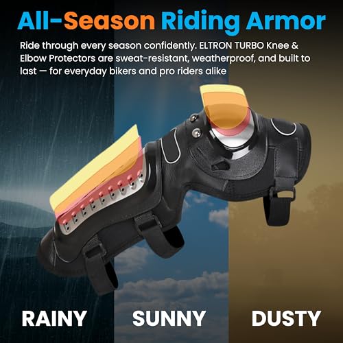 ELTRON Turbo Motorcycle Imported Carbon Steel Quality Breathable Adjustable Elbow & Knee Guard Pads Brace Attractive PROTACTIVE Bikers and Riders Motorcycle Knee and Elbow Protector Free Size (Black) - Image 4