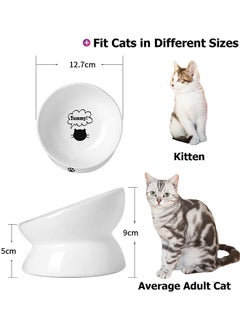 Garlo Cat Bowl Anti Vomiting, Raised Cat Food Bowls, Tilted Elevated Cat Bowl, Ceramic Pet Food Bowl for Flat Faced Cats, Small Dogs, Protect Pet's Spine, Dishwasher Safe  - Image 2