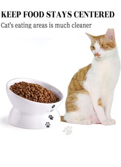 Garlo Cat Bowl Anti Vomiting, Raised Cat Food Bowls, Tilted Elevated Cat Bowl, Ceramic Pet Food Bowl for Flat Faced Cats, Small Dogs, Protect Pet's Spine, Dishwasher Safe  - Image 4