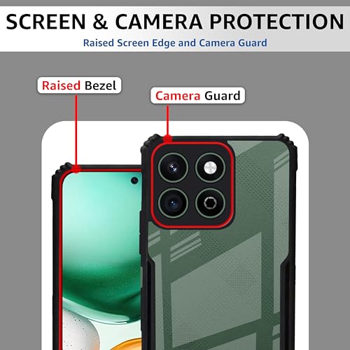 CEDO Backcover for Honor X7c (5G) | Camera Protection Shockproof Bumper-Edge | Acrylic Crystal Clear 360 Degree Protection TPU+PC | Transparent Eagle Back Case Cover (Black) - Image 3