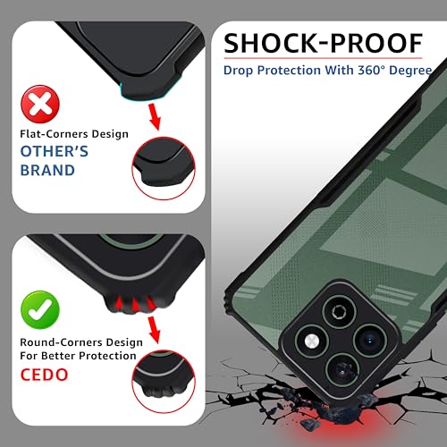 CEDO Backcover for Honor X7c (5G) | Camera Protection Shockproof Bumper-Edge | Acrylic Crystal Clear 360 Degree Protection TPU+PC | Transparent Eagle Back Case Cover (Black) - Image 4