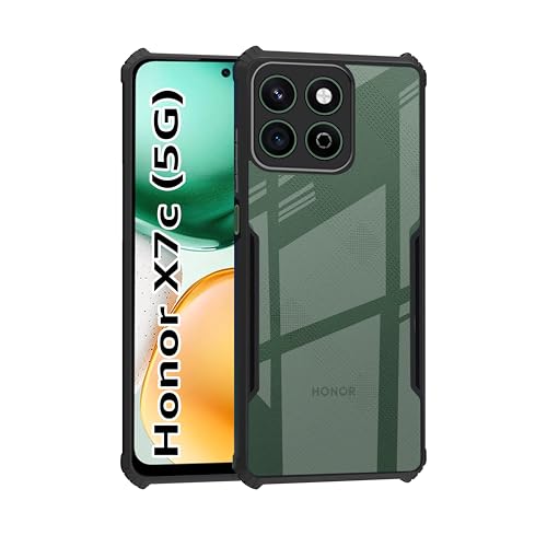 CEDO Backcover for Honor X7c (5G) | Camera Protection Shockproof Bumper-Edge | Acrylic Crystal Clear 360 Degree Protection TPU+PC | Transparent Eagle Back Case Cover (Black) - Image 1