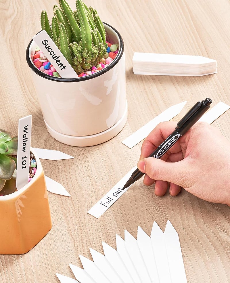 homenote 200 Pcs 4 Inch Plastic Plant Labels Waterproof Plant Tags for Seedling,Vegetable Gardening Tags,Garden Markers Outdoor for Plants Name Sign with Permanet Marking Pen,White - Image 5
