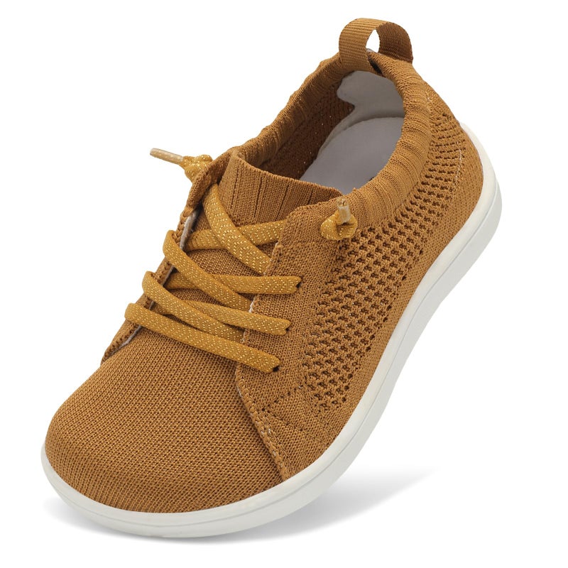 LeIsfIt Toddler Wide Shoes Girls Boys Barefoot Shoes Kids Zero Drop Minimalist Sneakers Breathable Slip on Tennis Sneakers Brown 8 Toddler - Image 1