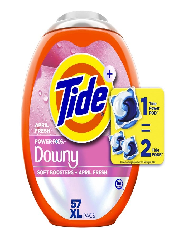 Tide Power PODs + Downy Laundry Detergent Pods, 57 Count, Soft Boosters + April Fresh - Image 1