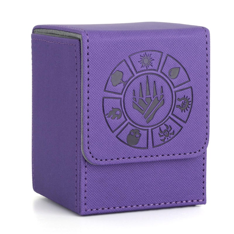 Arkeiliy Card Deck Box, 110+ Storage MTG Deck Box with 50 Pcs Card Sleeve, Collectible Trading Card Cases for Magic Commander and More (Purple) - Image 1