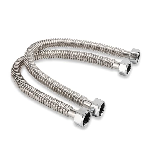 PLUMBINGMASTER Stainless Steel Corrugated Water Heater Connector 24Inch1 OD 1 FIP 1 FIP hot and cold Corrugated Water flexible hose LeakProof 10Year Warranty 2pack - Image 1