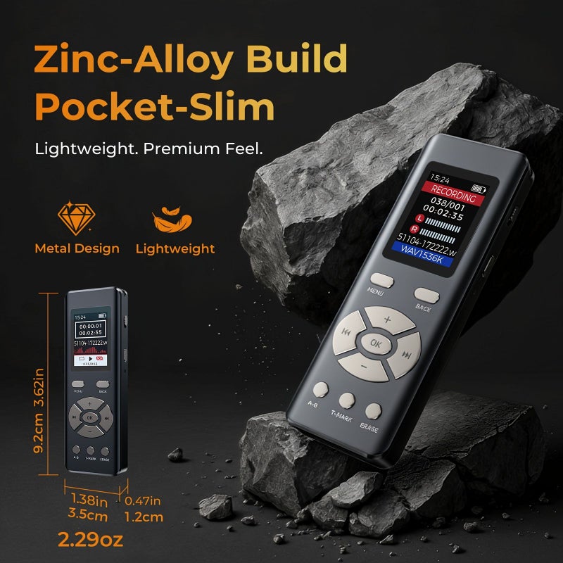 Titanium Gray 64GB Digital Voice Recorder Clear Recording for Meetings Lectures - Image 2
