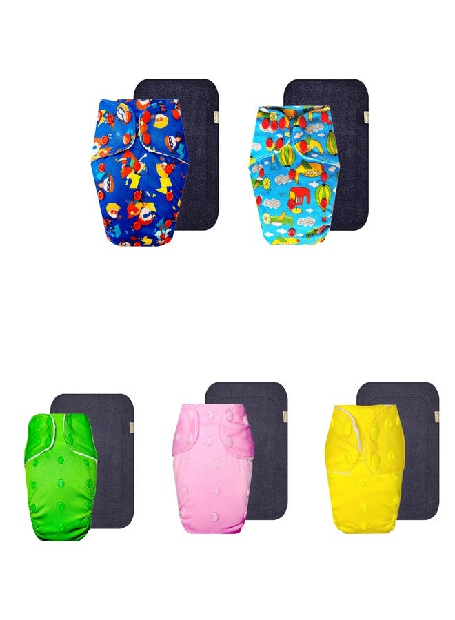 حفاضات دمبلدو القماشية الممتازة مع حشوة سوداء (عبوة من 5) | مضادة للحساسية | وسادة ماصة بست طبقات | سريعة الجفاف | موثوق بها من قبل الأمهات | من 3 أشهر إلى 3 سنوات | للجنسين - Image 1