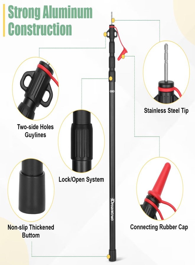 Dreamtrue Tarp Poles Telescoping, Upgraded 4-Section Adjustable Tent Poles, Heavy Duty Aluminum 8.7Ft Length Shade Sail Poles, Canopy Awning Support Poles Set Sun Shade Cloth Poles(Black-4pcs) - Image 3