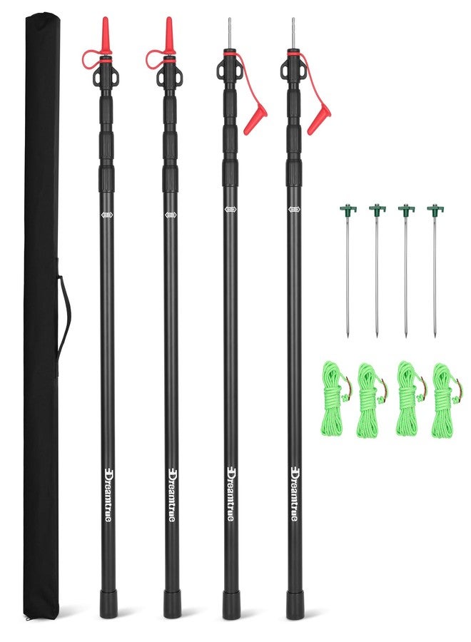 Dreamtrue Tarp Poles Telescoping, Upgraded 4-Section Adjustable Tent Poles, Heavy Duty Aluminum 8.7Ft Length Shade Sail Poles, Canopy Awning Support Poles Set Sun Shade Cloth Poles(Black-4pcs) - Image 1