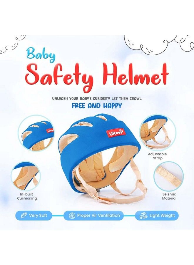 Liltoes Baby Head Protector For Safety Of Kids 6M To 3 Years Baby Safety Helmet With Proper Air Ventilation & Corner Guard Protection + Baby Kneepads For Crawling (Royal Blue) - Image 3