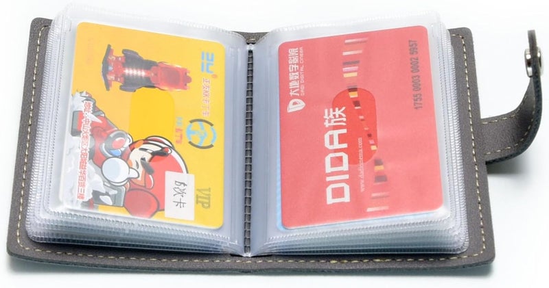karlling credit card holder wallet for women/man soft leather business card holder card case organizer bag with 20 card sleeves inside(Gray) - Image 4