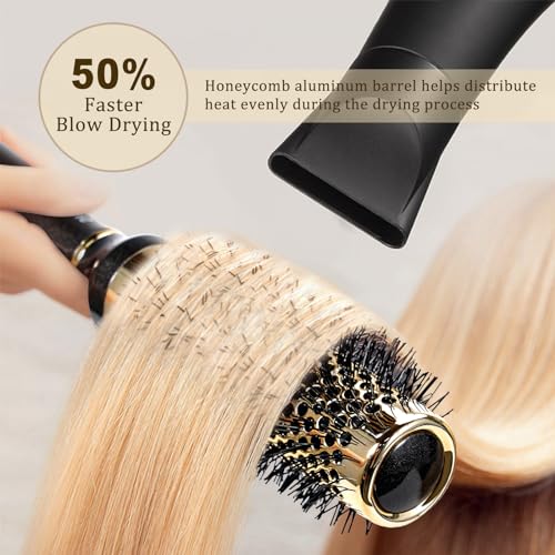 SHINLEA Small Round Hair Brush for Short Hair, Aluminum Roller Brush for Blow Drying, Salon Hairbrushes for Women Curly and Straight Hair - 1.3 Inch Barrel, 1.9 Inch with Bristles - Image 4