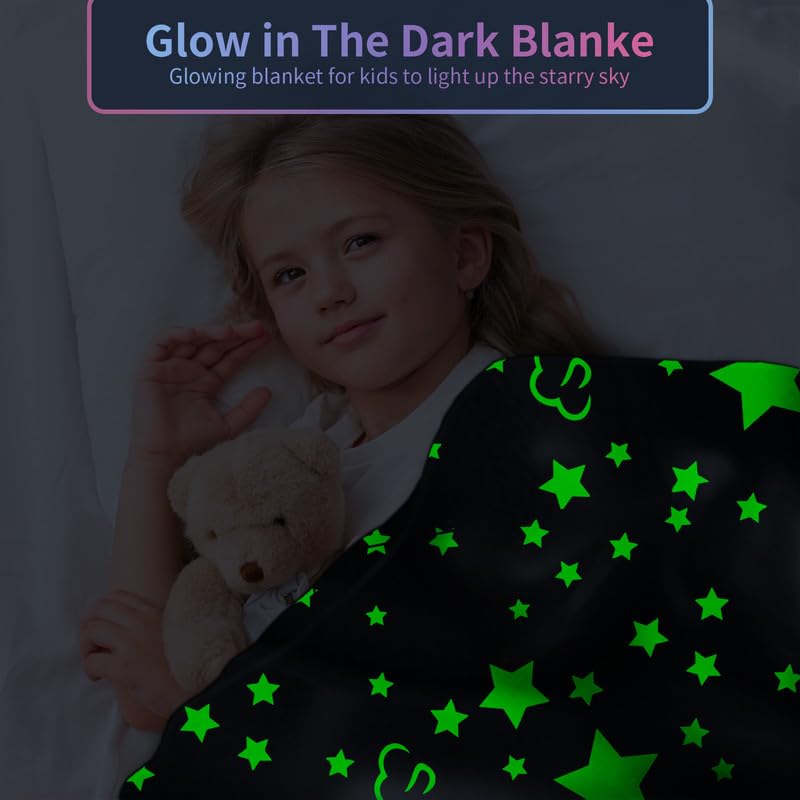 COMFAR Star Blanket for Girls, Pink Blankets Women, Glow in The Dark Blanket, Cute Teen Personalized Adults/Kids,Soft Fleece and Throw,Birthday Gifts 40inx 50in - Image 2
