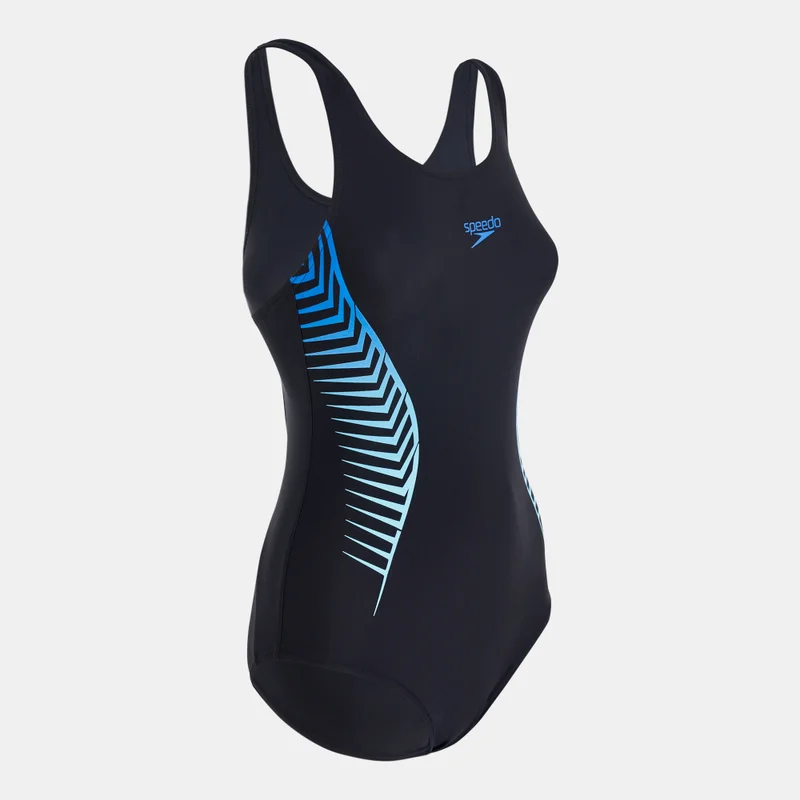 speedo Black Women's Placement Muscleback One-Piece Swimsuit for Women | Best Price UAE