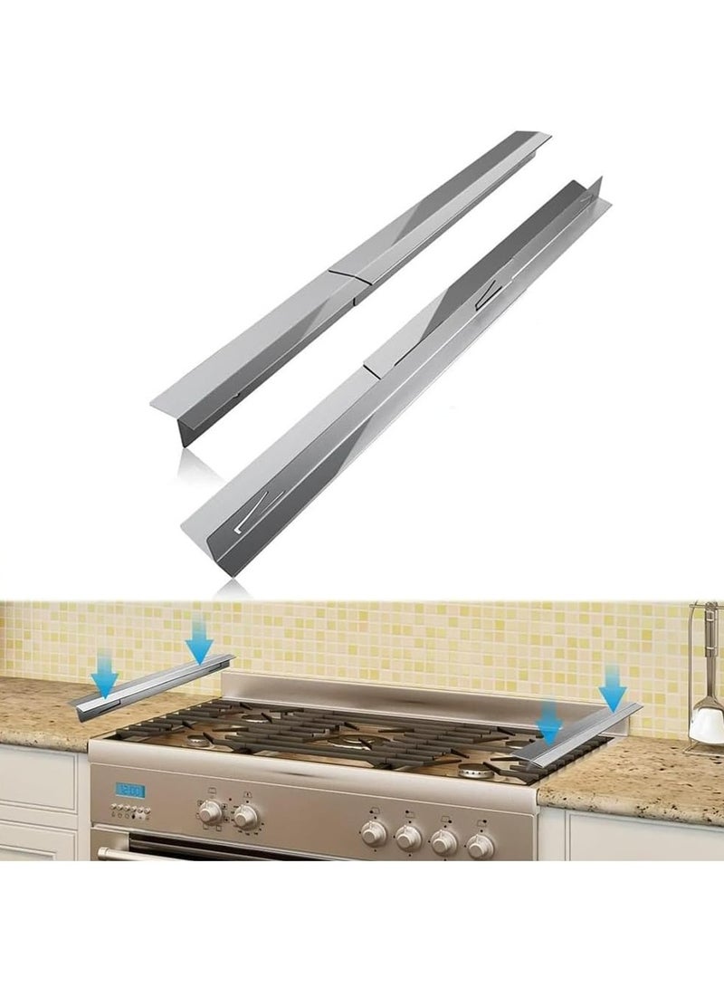 CMGTYYD Stainless Steel Stove Gap Covers,2 PCS Stove Gap Filler Adjustable Length 35cm to 70cm Stove Counter Gap Covers Heat Resistant and Easy to Clean Range Trim Kit Stove Gap Guards Oven Gap Filler  - Image 1
