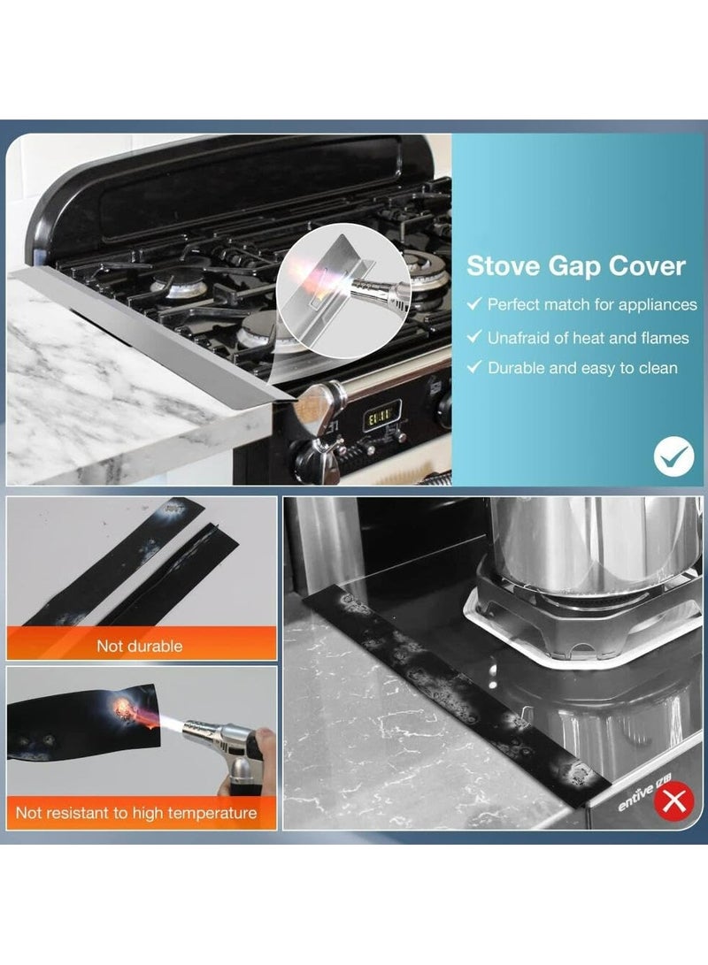 CMGTYYD Stainless Steel Stove Gap Covers,2 PCS Stove Gap Filler Adjustable Length 35cm to 70cm Stove Counter Gap Covers Heat Resistant and Easy to Clean Range Trim Kit Stove Gap Guards Oven Gap Filler  - Image 5